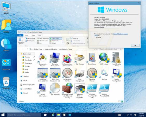 Новые скриншоты сборки Windows 10 номер 10022