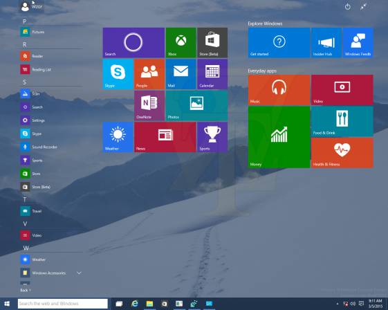 Windows 10: скриншоты сборки 10031