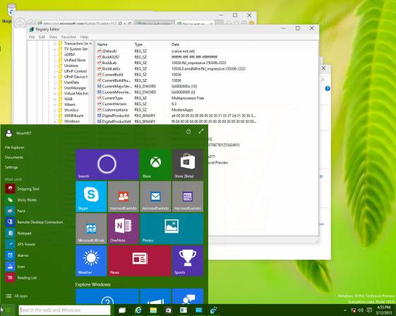 Windows 10: скриншоты сборки 10036