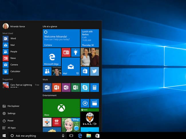 Меню «Пуск» Windows 10 не вмещает все программы