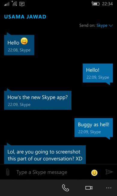 На Windows 10 Mobile тестируют новый Skype